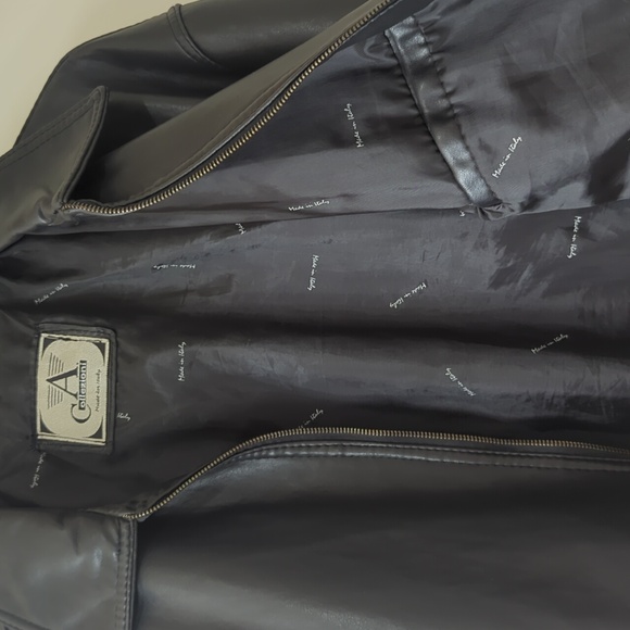 Faux Leather Jacket A Collezioni Mens Black Biker Sport Zip - Picture 6 of 8